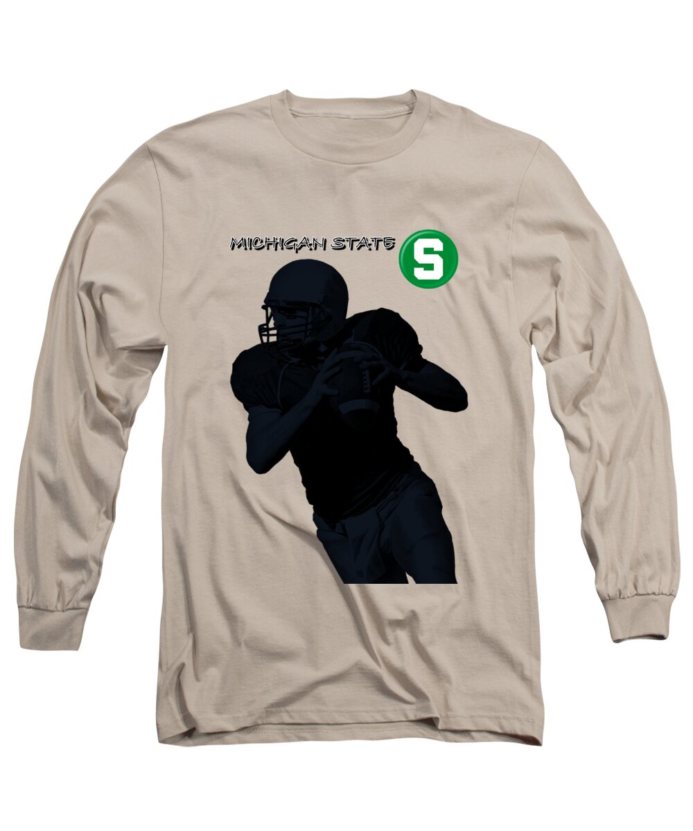 Football Long Sleeve T-Shirt featuring the digital art Michigan State Football by David Dehner