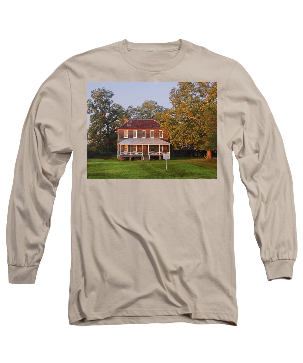 Stage Coach Stop Long Sleeve T-Shirt featuring the photograph New Dawn on Old House by Virginia Bond