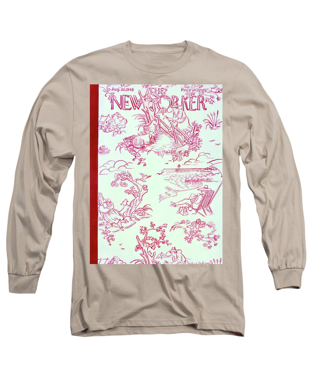 Wallpaper Long Sleeve T-Shirt featuring the painting New Yorker August 21 1948 by Helene E Hokinson