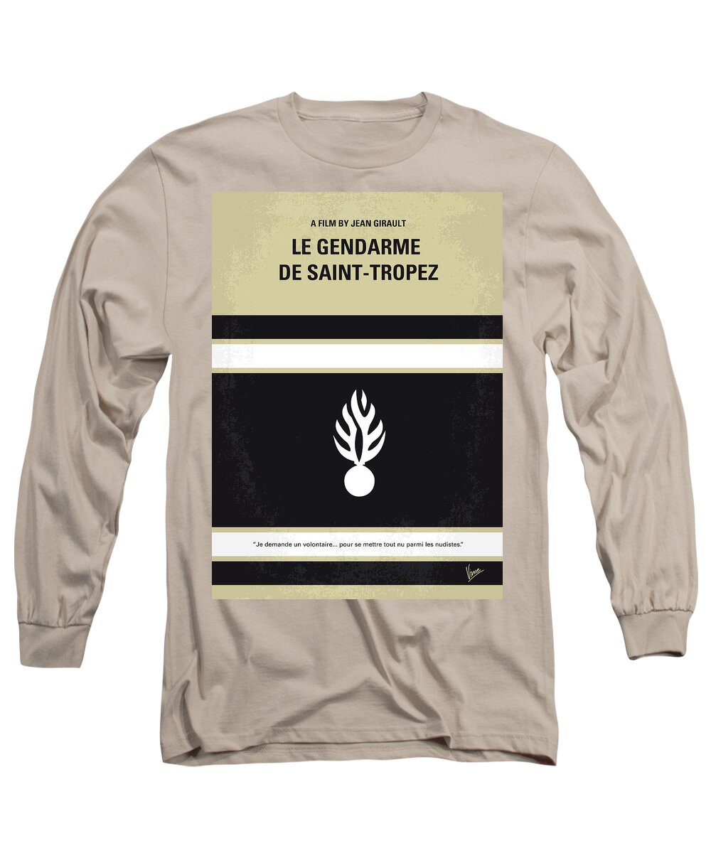Le Gendarme De Saint-tropez Long Sleeve T-Shirt featuring the digital art No186 My Le Gendarme de Saint-Tropez minimal movie poster by Chungkong Art