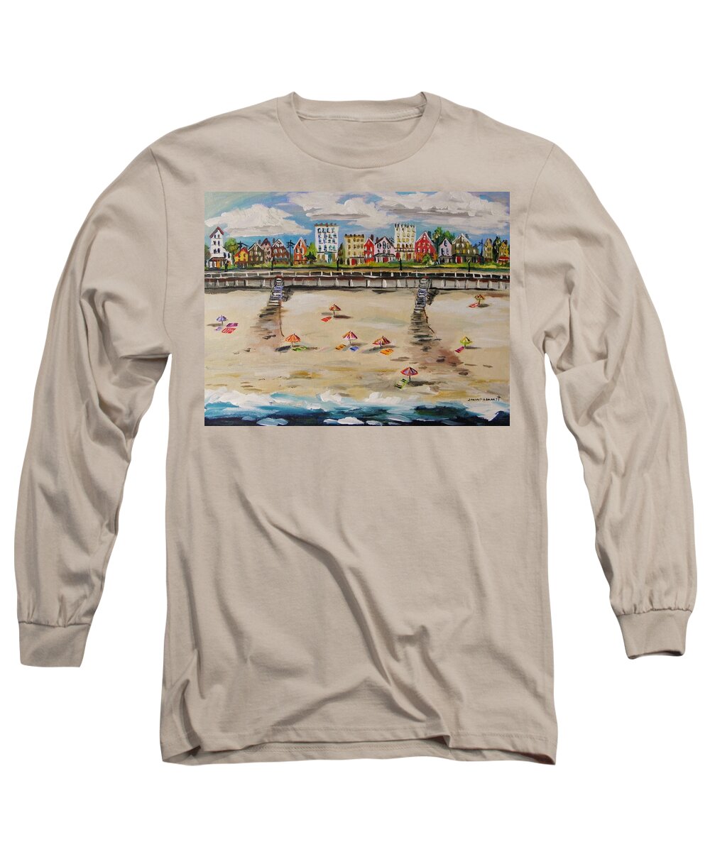 Ocean Long Sleeve T-Shirt featuring the painting Ocean Ave by John Williams by John Williams