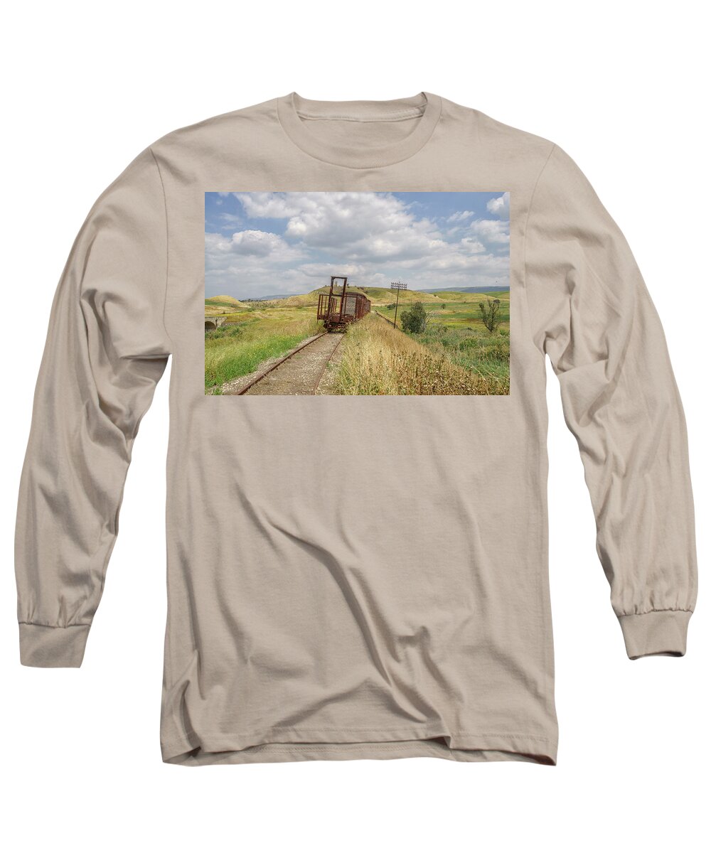 Sky Long Sleeve T-Shirt featuring the photograph Jezre'el Valley Old Railway Station by Uri Baruch