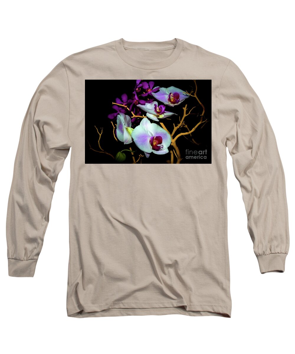 Floral Photography Long Sleeve T-Shirt featuring the photograph Orchids in Water Color by Diana Mary Sharpton