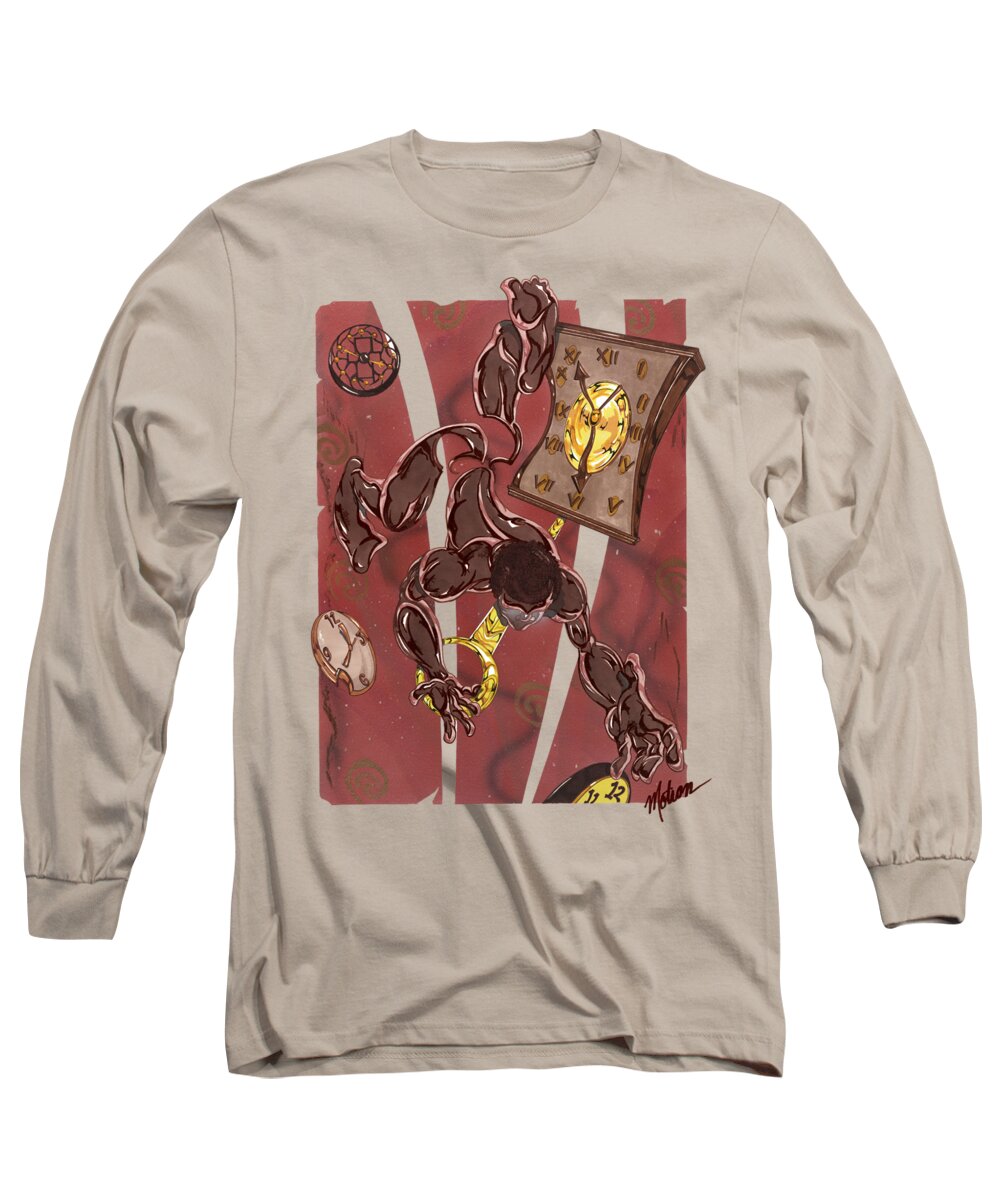 Abstract Long Sleeve T-Shirt featuring the mixed media Out of Time by Demitrius Motion Bullock
