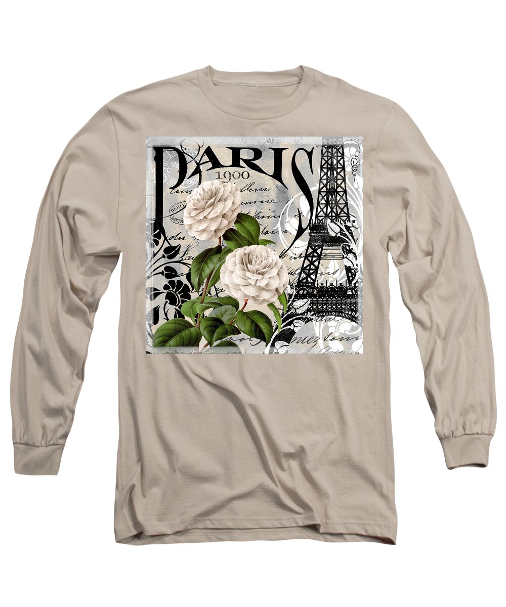 Paris Long Sleeve T-Shirt featuring the painting Paris Blanc II by Mindy Sommers