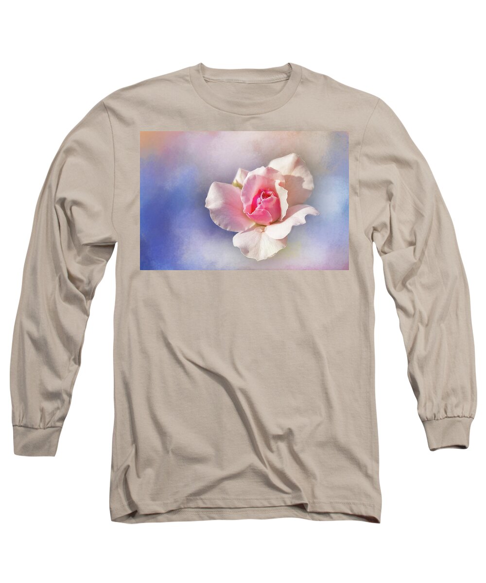 Photography Long Sleeve T-Shirt featuring the digital art Pastel Rose Delight by Terry Davis