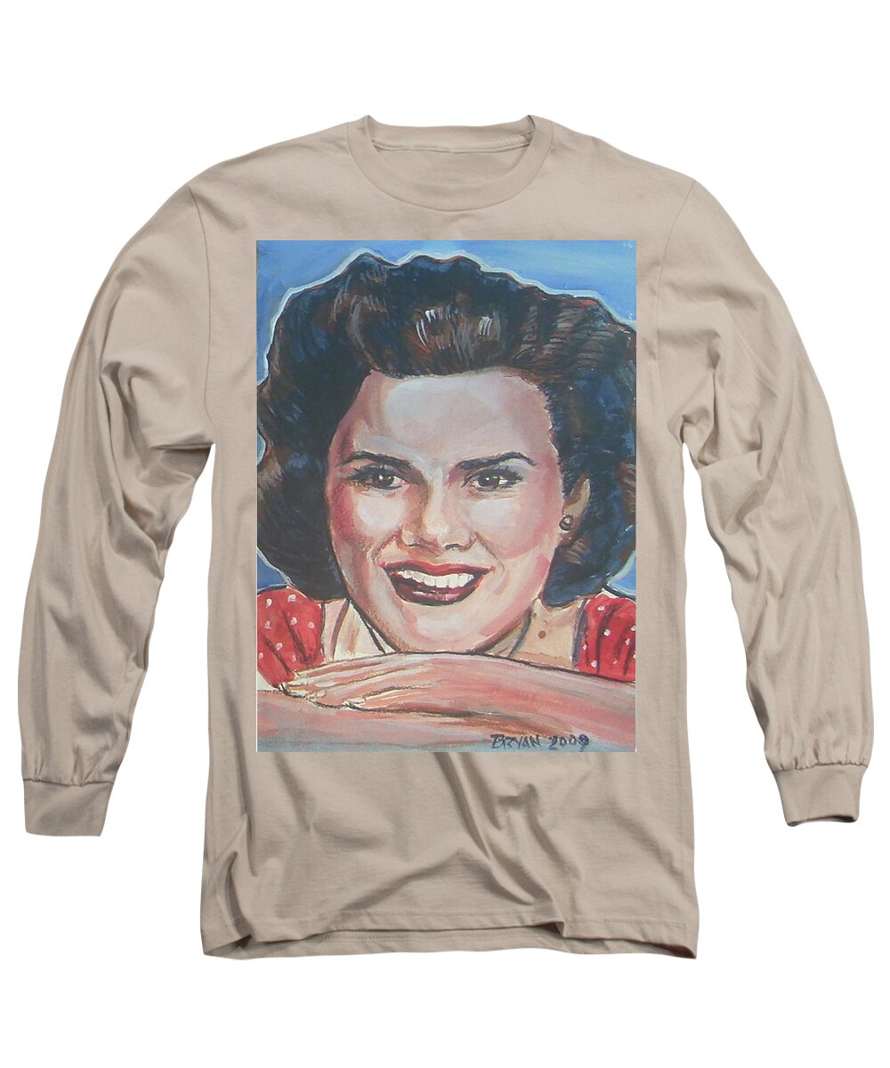 Patsy Cline Long Sleeve T-Shirt featuring the painting Patsy Cline by Bryan Bustard