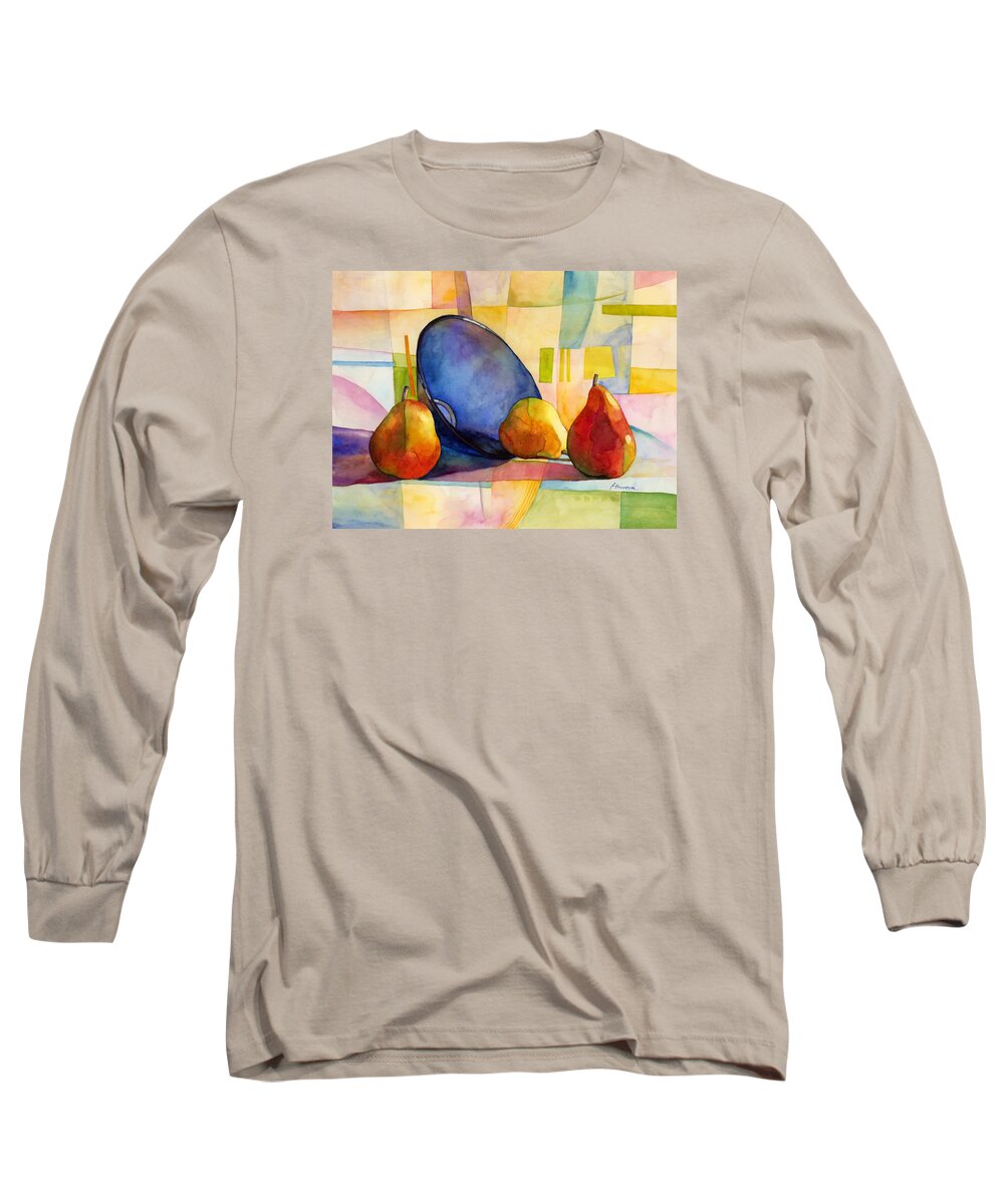 Pear Long Sleeve T-Shirt featuring the painting Pears and Blue Bowl by Hailey E Herrera