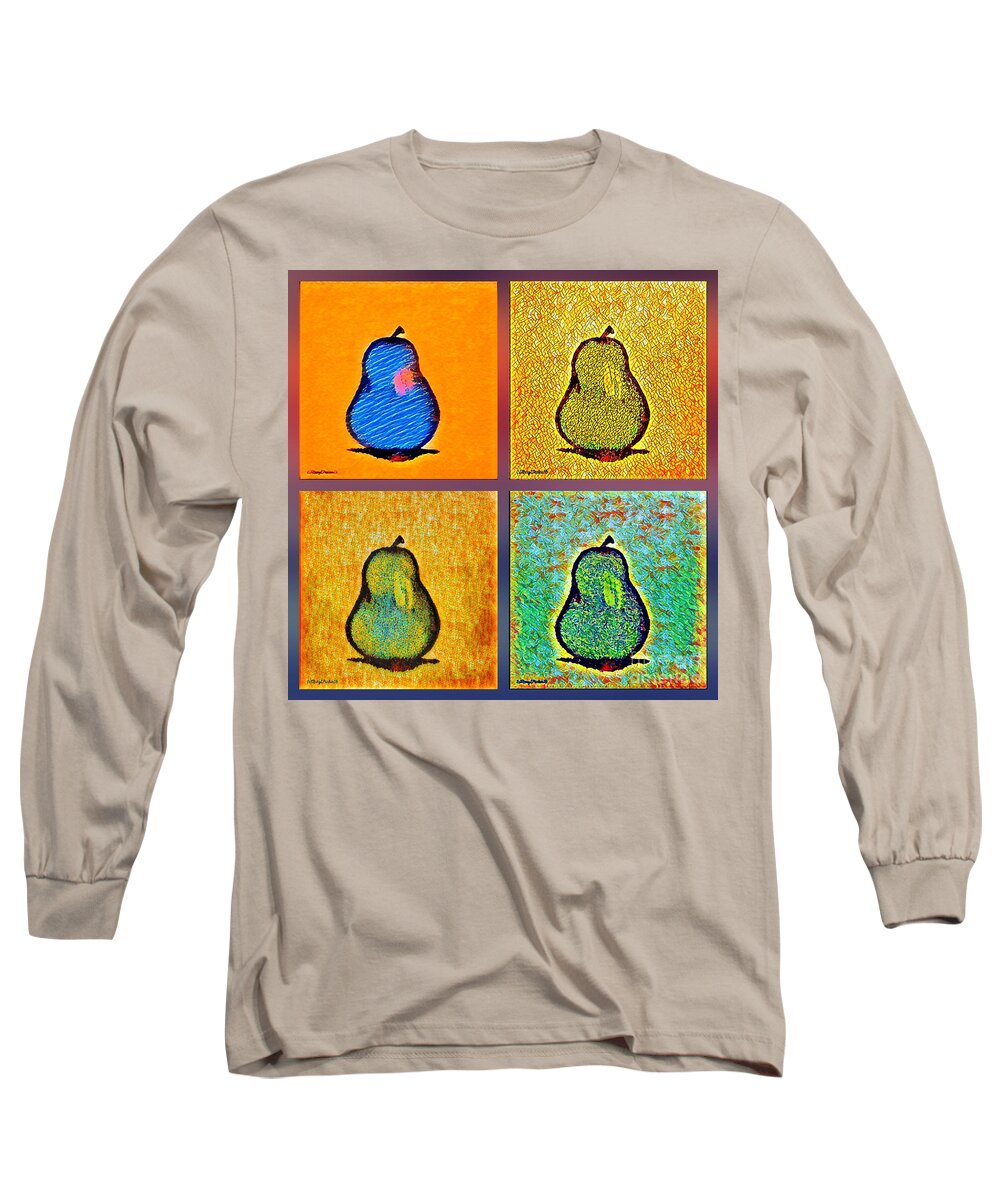 Mixmedia Long Sleeve T-Shirt featuring the mixed media Pears And More Pears by MaryLee Parker