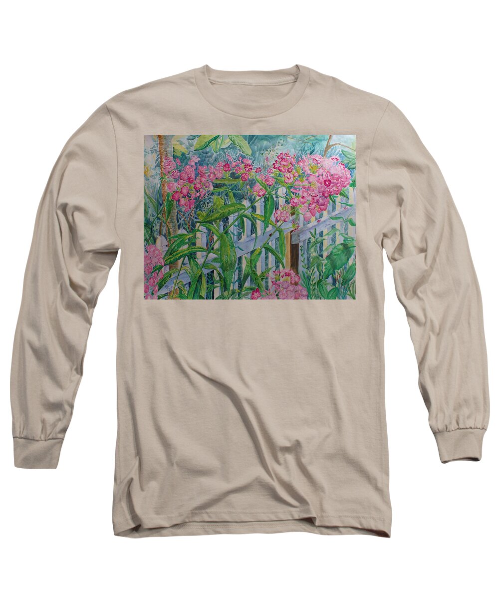 Flower Long Sleeve T-Shirt featuring the painting Perky Pink Phlox in a Dahlonega Garden by Nicole Angell
