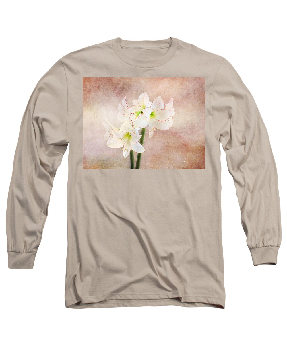 Flower Long Sleeve T-Shirt featuring the digital art Picotee Amaryllis by Terry Davis