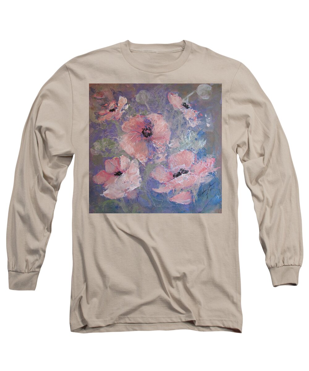 Poppies Long Sleeve T-Shirt featuring the painting Pink Poppy by Melanie Stanton
