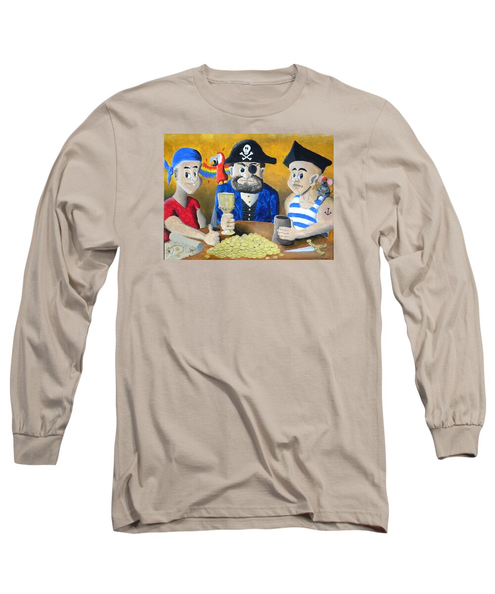 Pirates Long Sleeve T-Shirt featuring the painting Pirates by Winton Bochanowicz