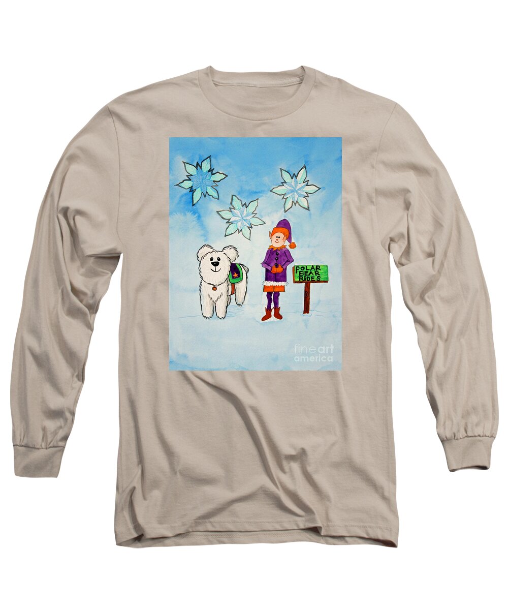 Polar Bear Long Sleeve T-Shirt featuring the painting Polar Bear Rides by Norma Appleton