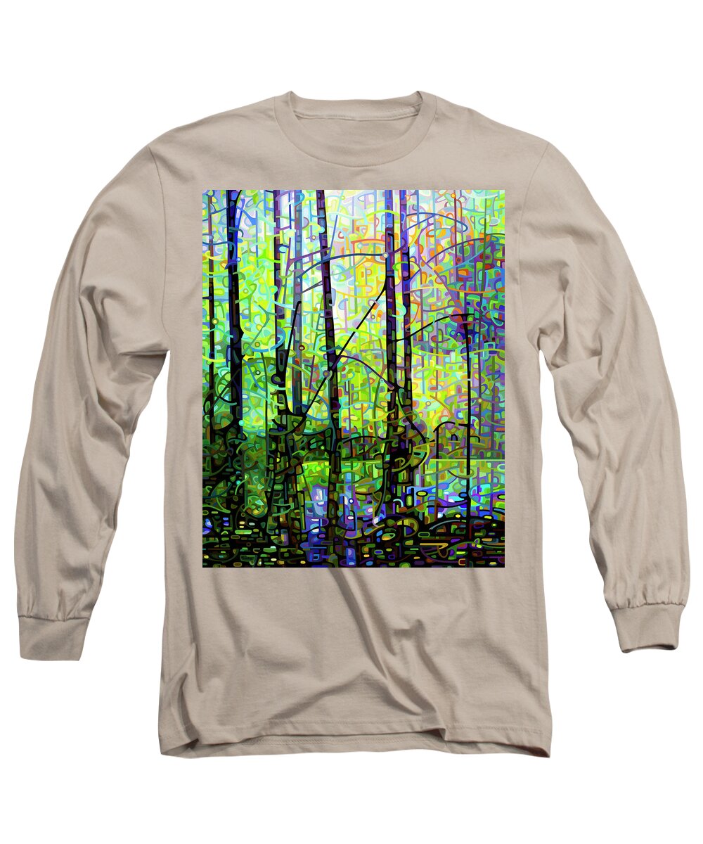 Spring Long Sleeve T-Shirt featuring the painting Poolside by Mandy Budan