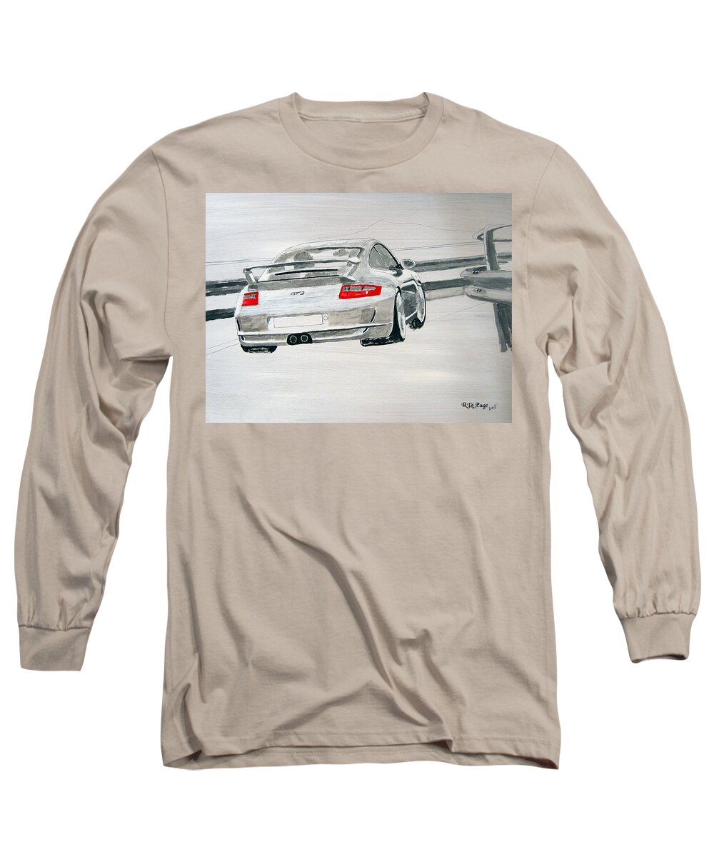 Porsche Gt3 Long Sleeve T-Shirt featuring the painting Porsche GT3 by Richard Le Page