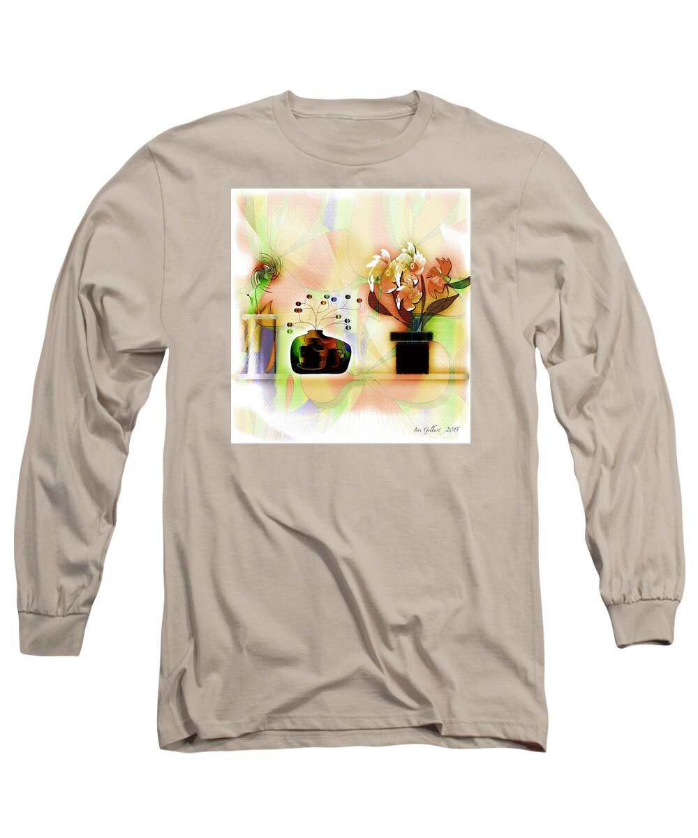 Plants Long Sleeve T-Shirt featuring the digital art Potted by Iris Gelbart