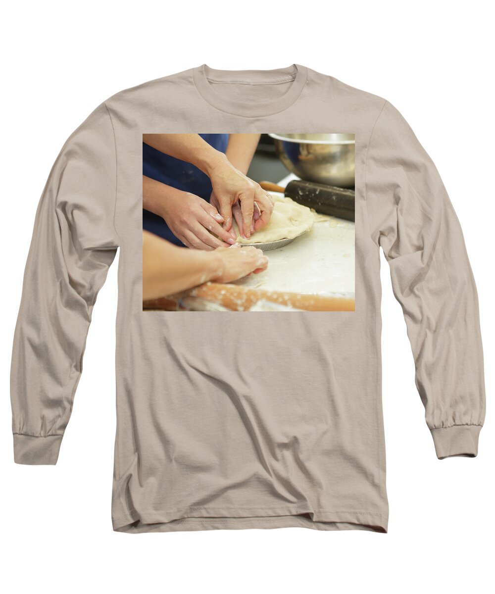 Holiday Pies Long Sleeve T-Shirt featuring the photograph Preparing and making apple pies by Kyle Lee