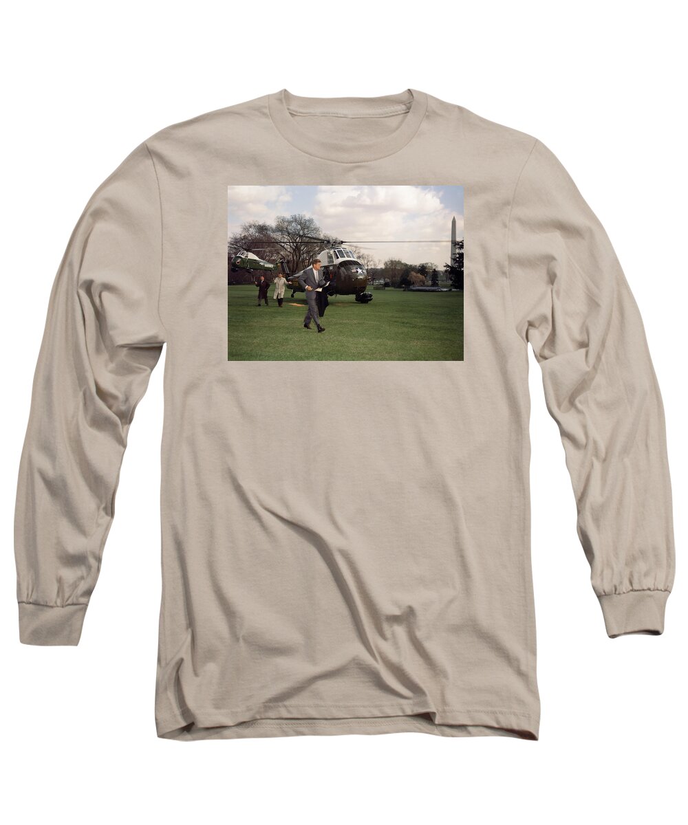 1961 Long Sleeve T-Shirt featuring the photograph President Kennedy Returns to the White House 1961 by Mountain Dreams