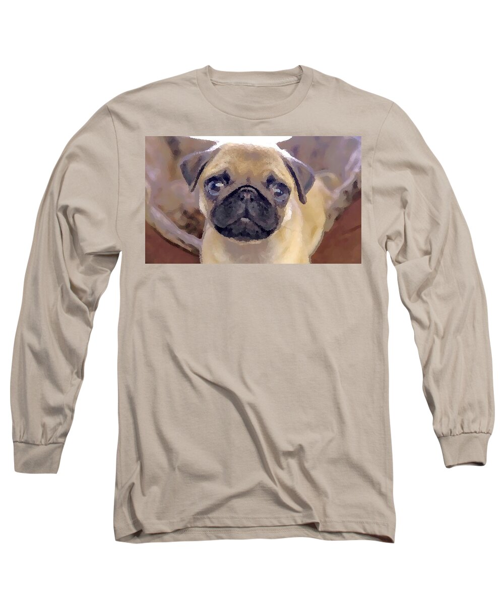 Pug Long Sleeve T-Shirt featuring the digital art Priceless Pug by Antonio Moore