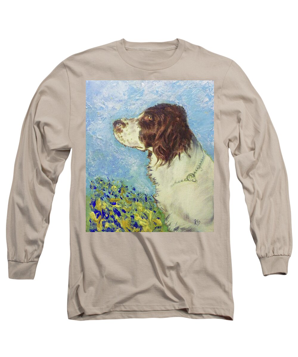 Dog Long Sleeve T-Shirt featuring the painting Proud Spaniel by Richard James Digance