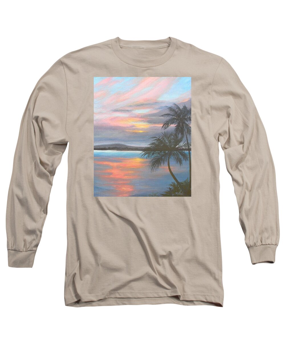 Sunset Long Sleeve T-Shirt featuring the painting PV Skies by Mishel Vanderten