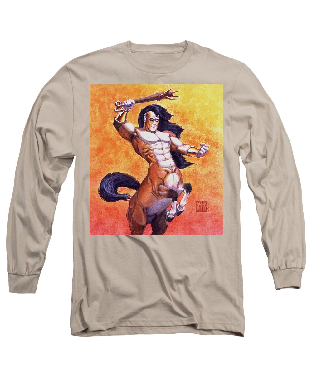 Centaur Long Sleeve T-Shirt featuring the painting Ranting Centaur by Melissa A Benson