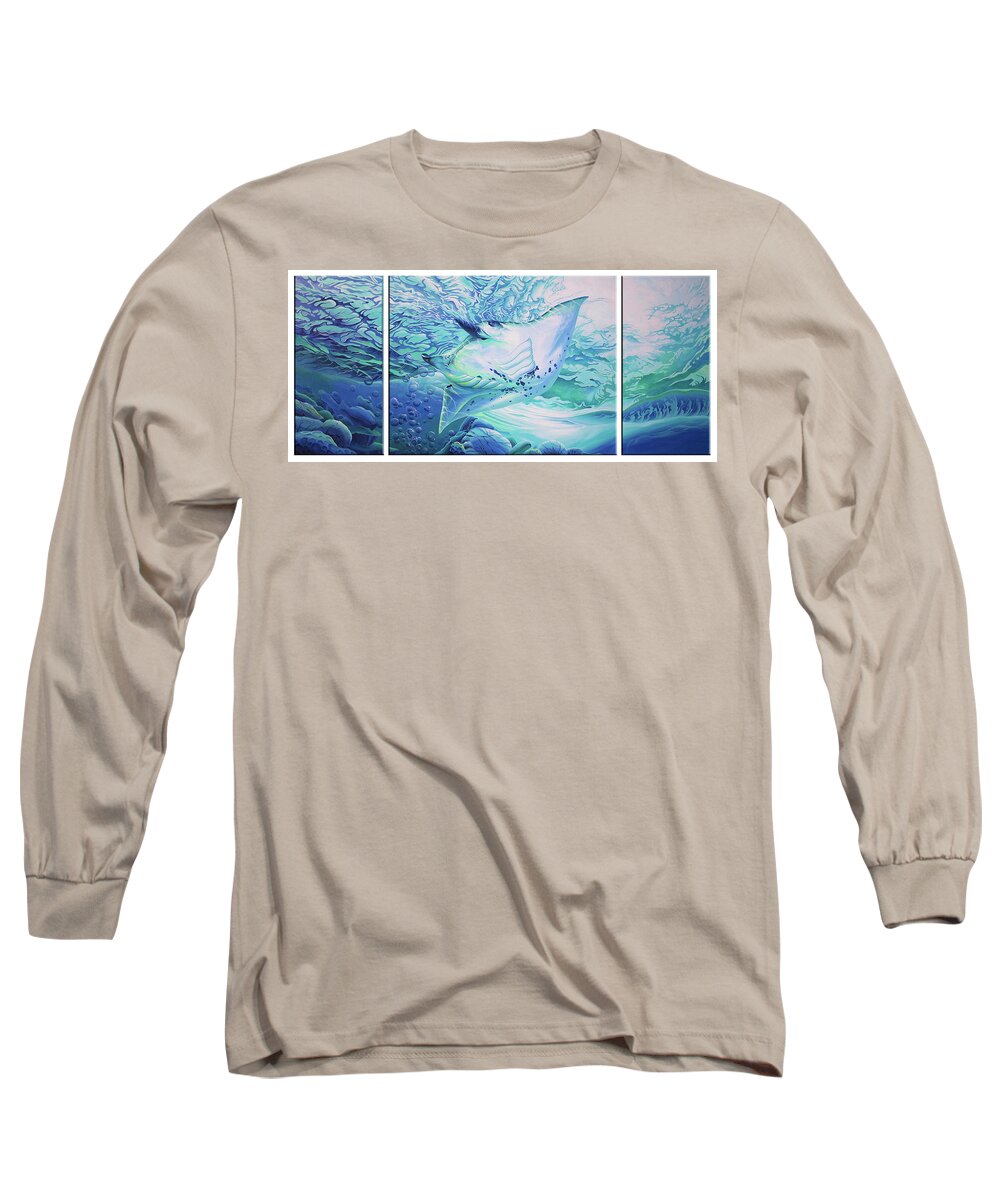 Manta Ray Long Sleeve T-Shirt featuring the painting Ray by William Love