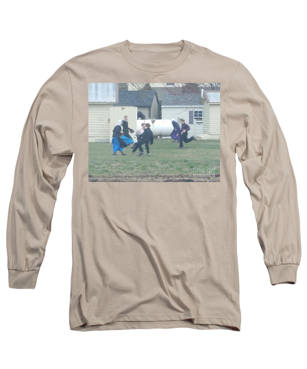 Amish Long Sleeve T-Shirt featuring the photograph Recess Fun by Christine Clark