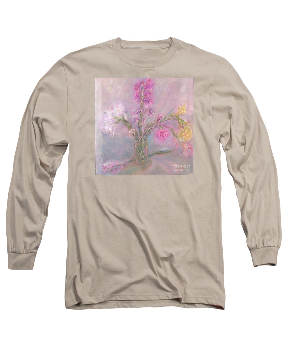 Pink Long Sleeve T-Shirt featuring the painting Recollection of The Dreamy Bloom by Sukalya Chearanantana