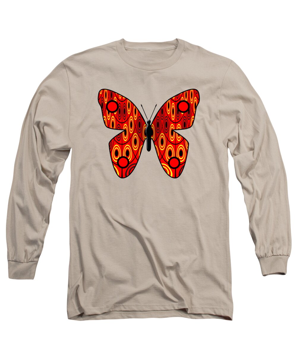 Graphic Design Long Sleeve T-Shirt featuring the digital art Red butterfly by Gaspar Avila
