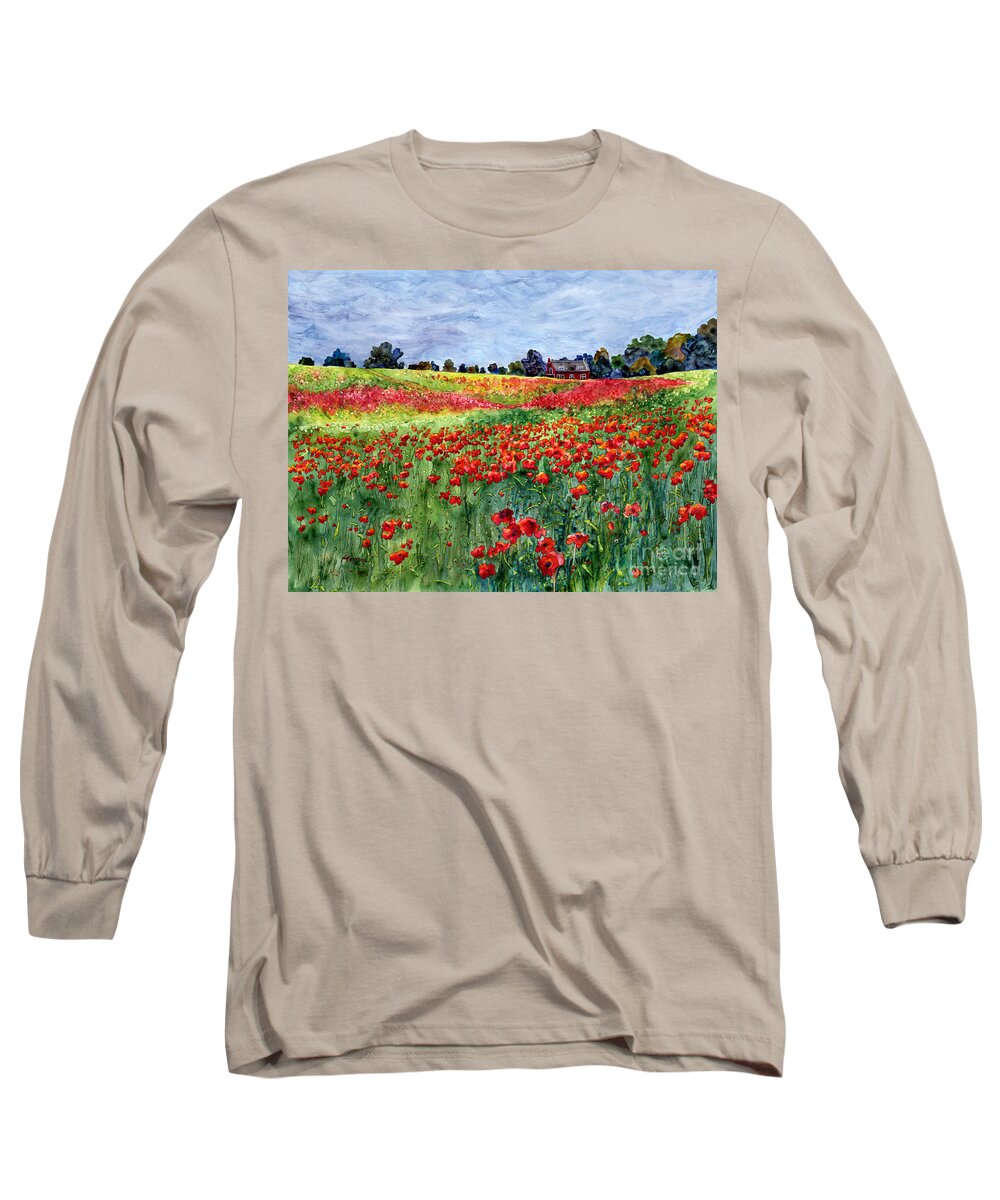 Poppy Long Sleeve T-Shirt featuring the painting Red Carpet by Hailey E Herrera
