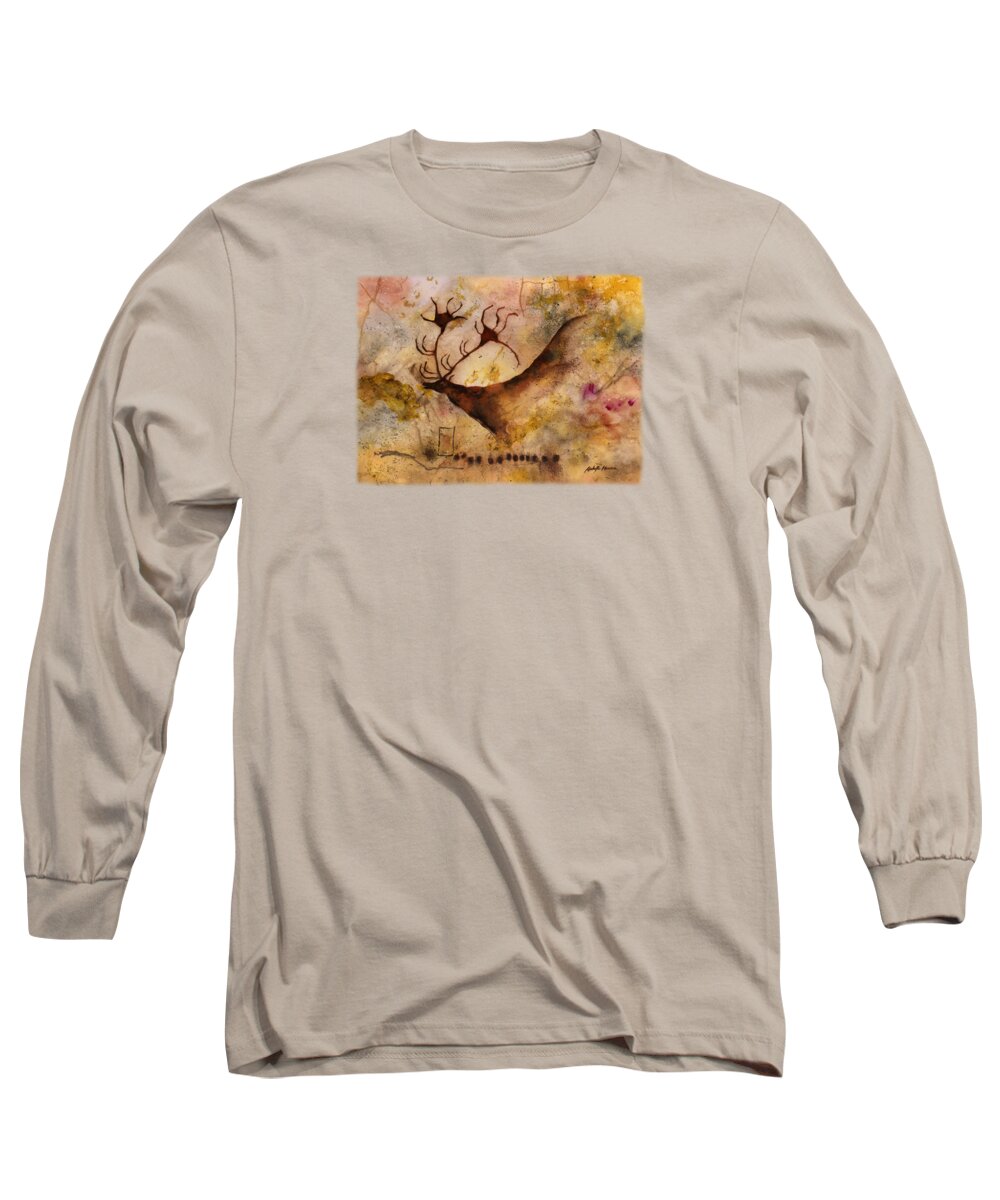Cave Long Sleeve T-Shirt featuring the painting Red Deer by Hailey E Herrera