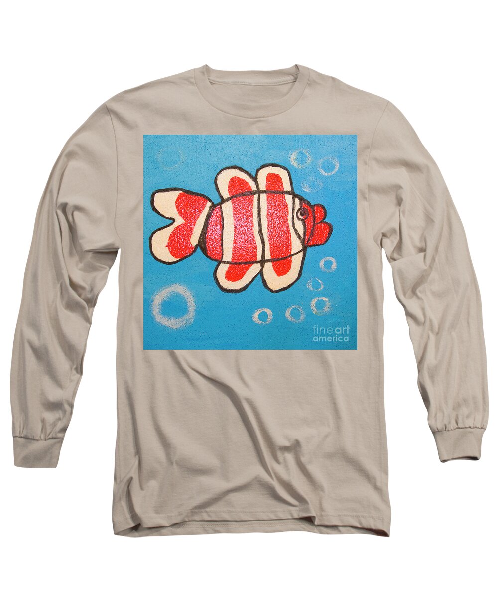 Art Long Sleeve T-Shirt featuring the painting Red fish, painting by Irina Afonskaya
