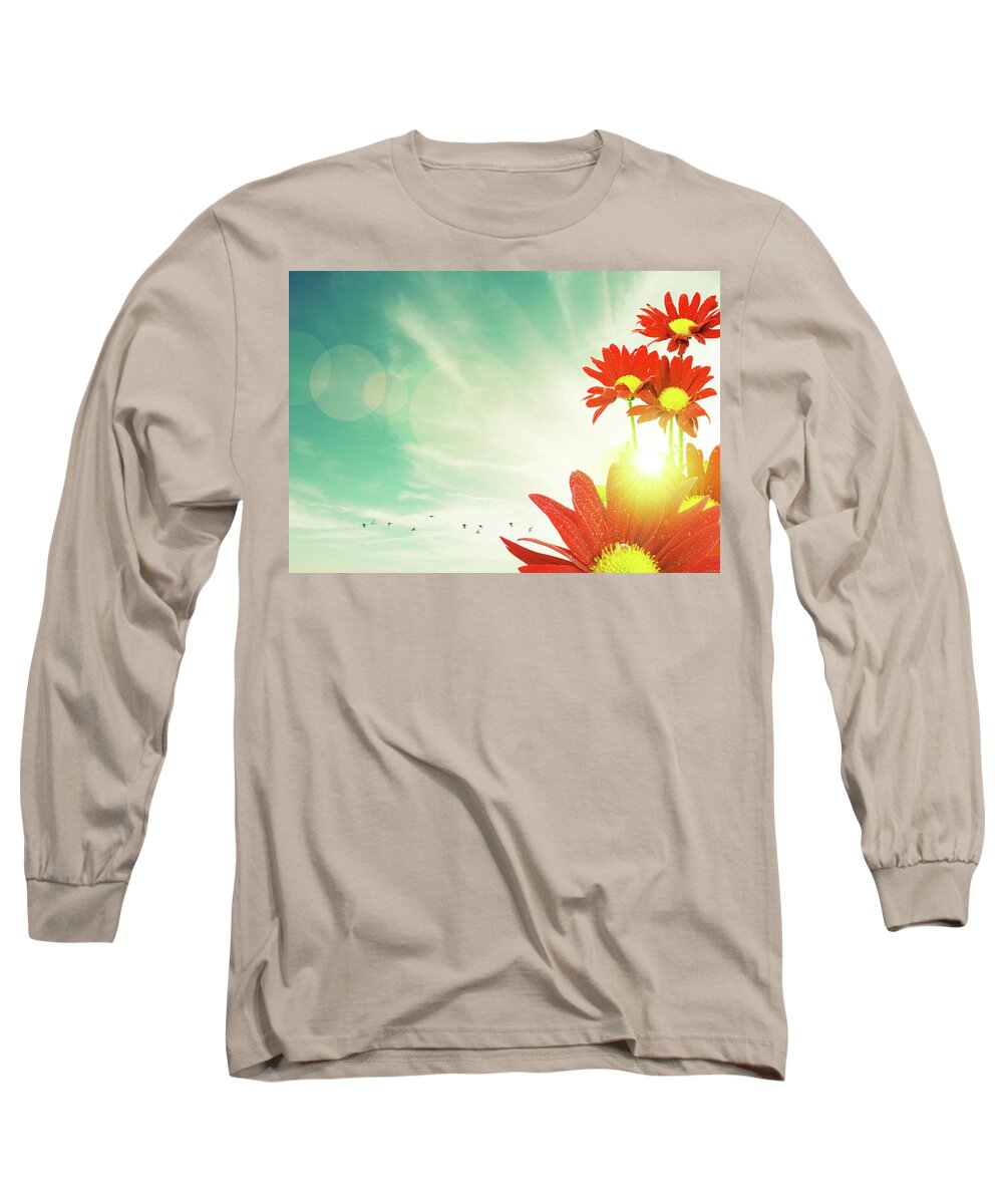 Spring Long Sleeve T-Shirt featuring the photograph Red Flowers Spring by Carlos Caetano