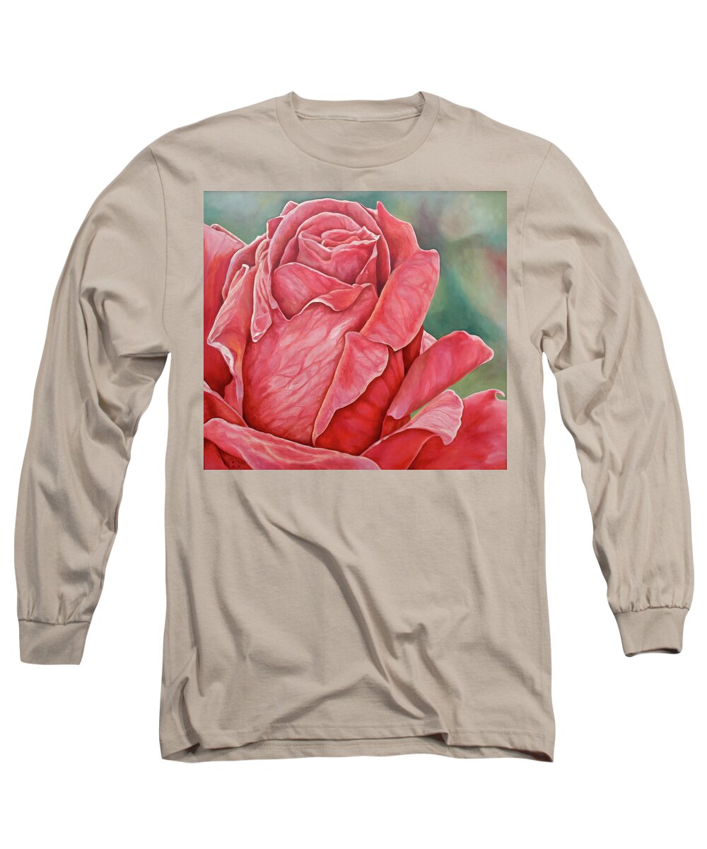Oil Painting Long Sleeve T-Shirt featuring the painting Red Rose 93 by Steven Ward