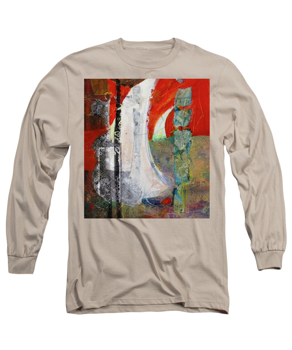 Red Long Sleeve T-Shirt featuring the painting Red Sky by Carole Johnson