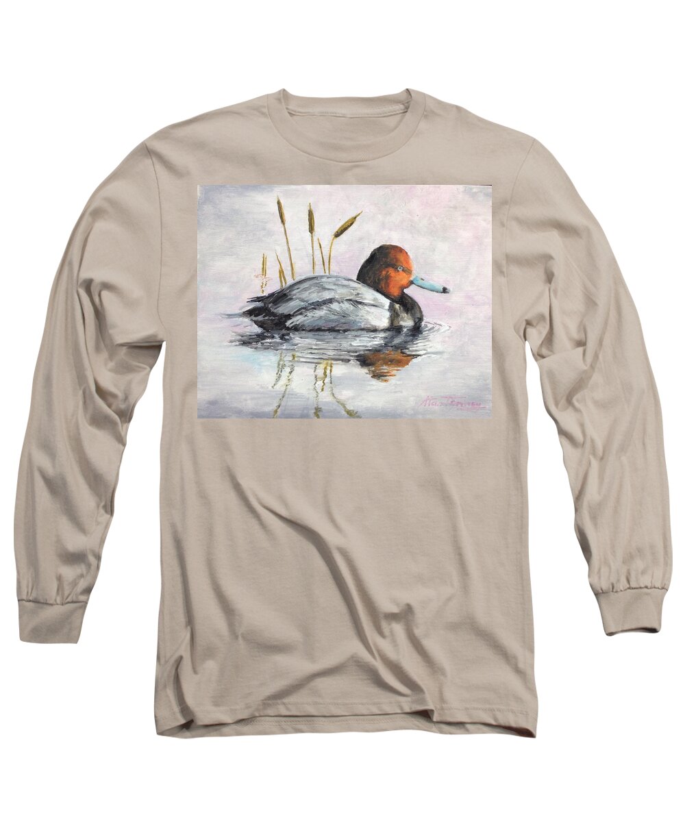 Duck Long Sleeve T-Shirt featuring the painting Redhead by Stan Tenney