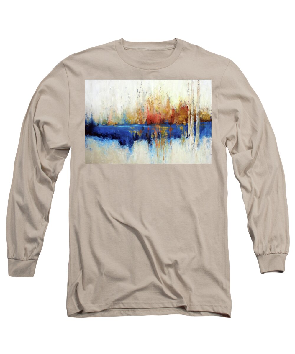 Abstract Long Sleeve T-Shirt featuring the painting Reflecting by Dina Dargo