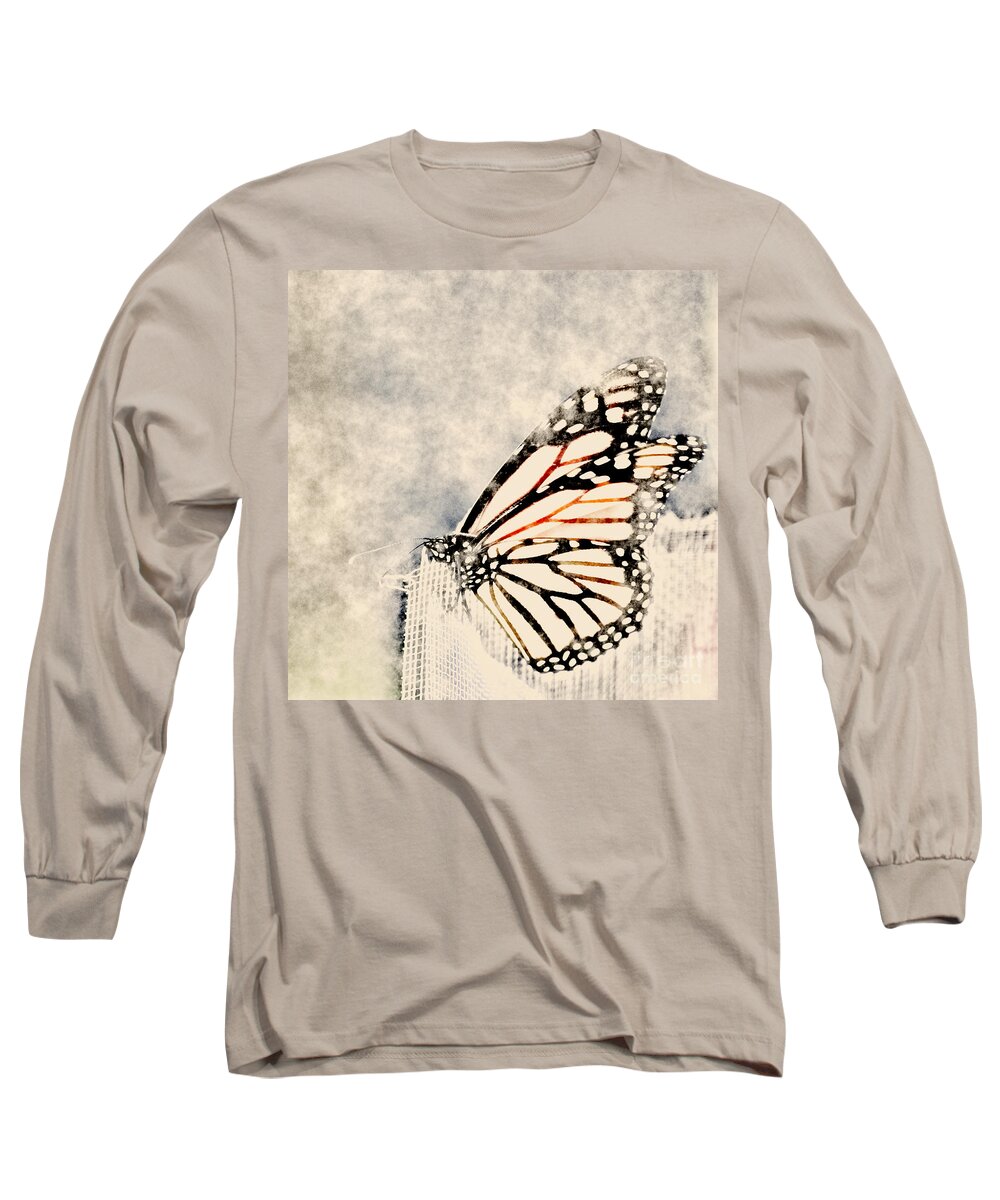 Gray Long Sleeve T-Shirt featuring the digital art Reve de papillon - 11a by Variance Collections