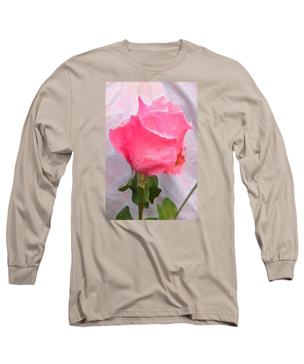 Portrait Long Sleeve T-Shirt featuring the photograph Rose of Pink Three by Morgan Carter
