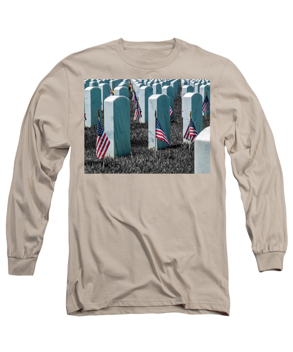 Honor Long Sleeve T-Shirt featuring the photograph Sacramento Valley Veterans Cemetary by Bill Gallagher