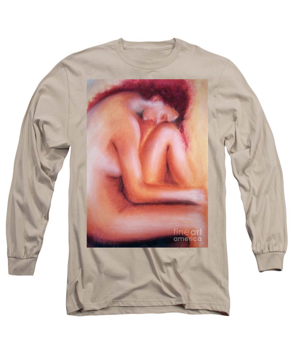 Sadness Long Sleeve T-Shirt featuring the painting Sadness by Jasna Dragun