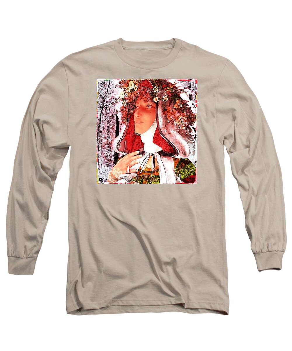 Saint Rose Of Lima Long Sleeve T-Shirt featuring the painting Saint Rose of Lima Noel by Suzanne Silvir