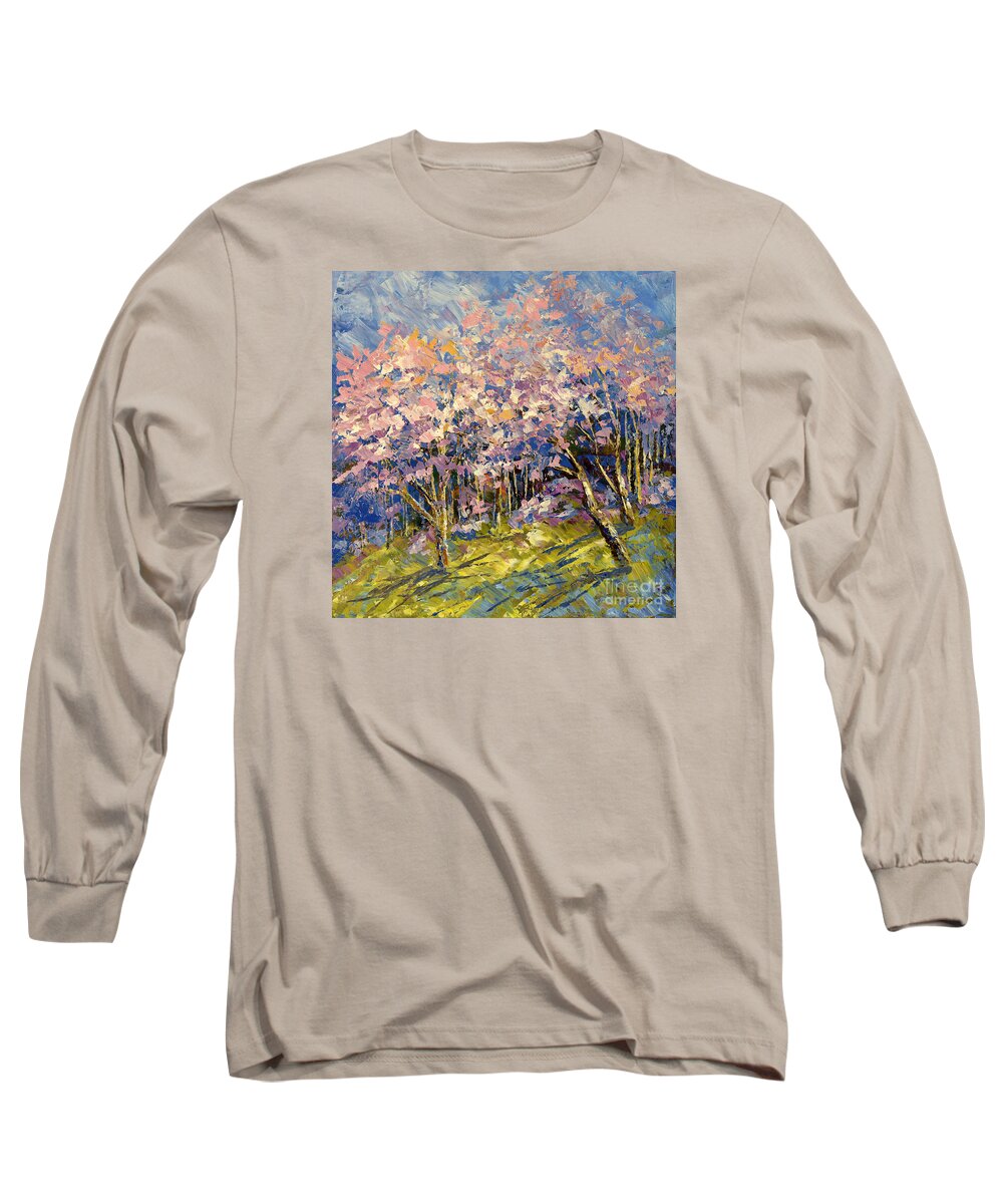 Floral Long Sleeve T-Shirt featuring the painting Scented Blooms by Tatiana Iliina