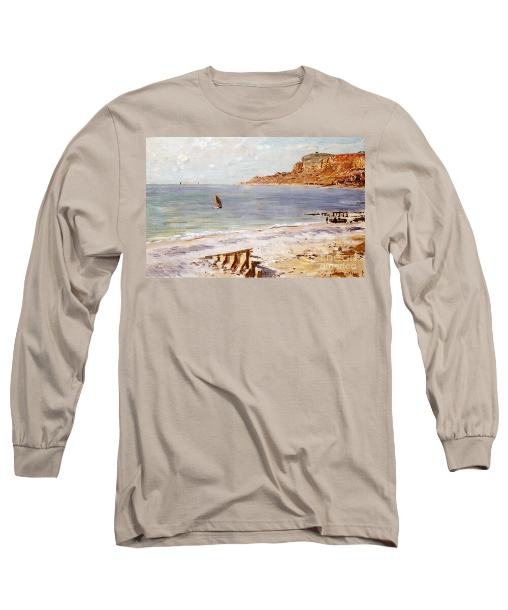 Seascape At Sainte-adresse By Claude Monet Long Sleeve T-Shirt featuring the painting Seascape at Sainte Adresse by Claude Monet