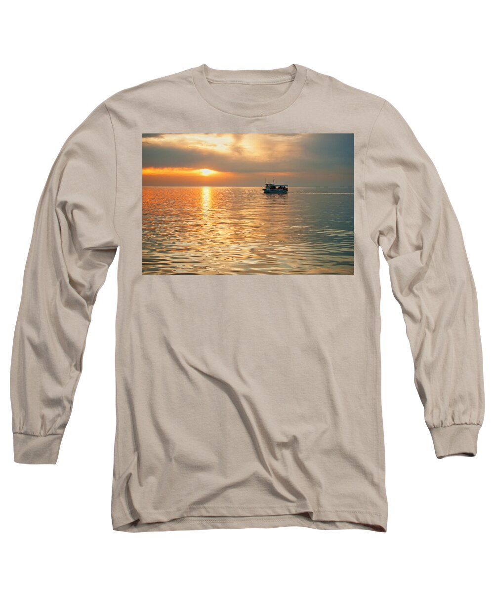Sunset Long Sleeve T-Shirt featuring the photograph Seascape by Gouzel -