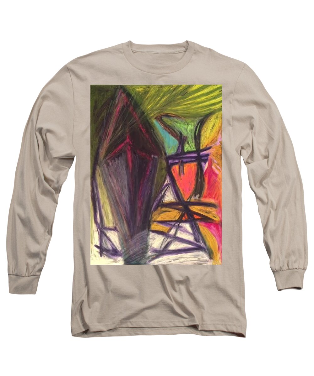 Shadow Art Long Sleeve T-Shirt featuring the pastel Shadow of Scarcity by Therese Legere