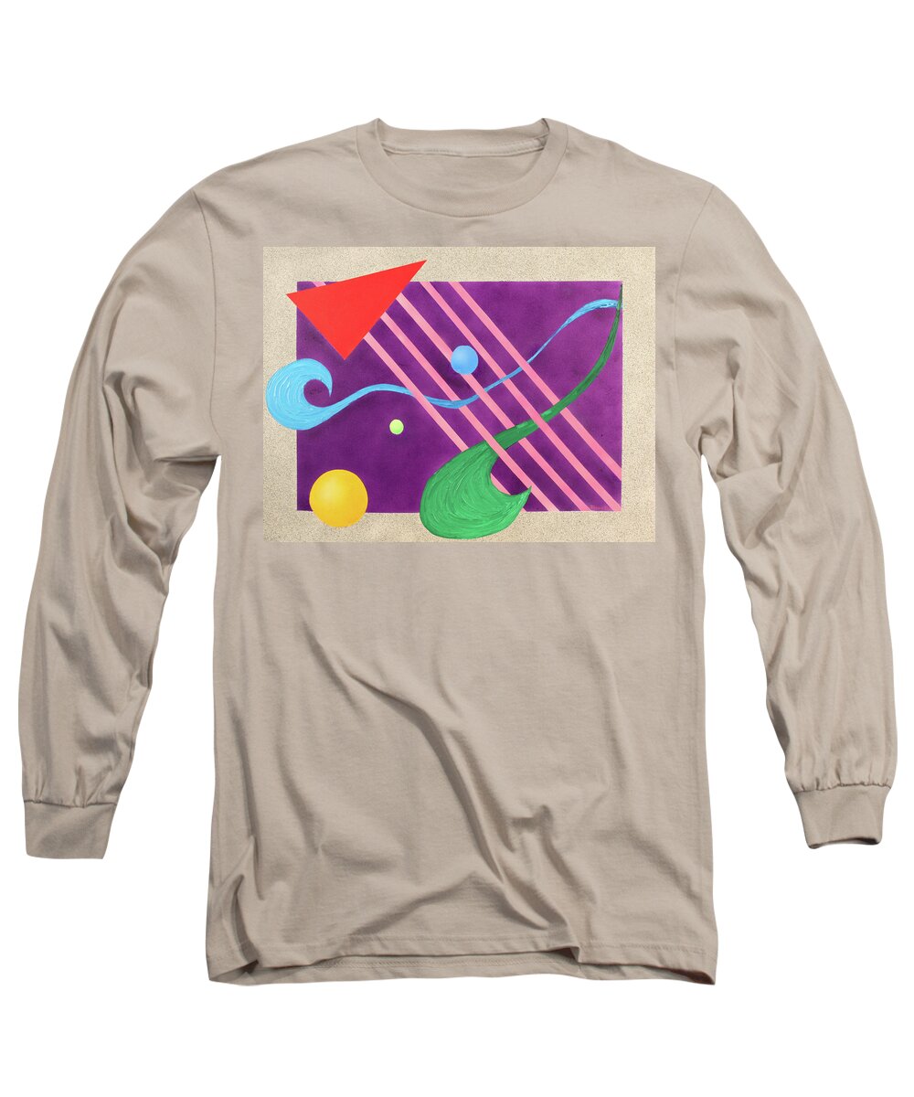 Modern Art Long Sleeve T-Shirt featuring the painting Shapes and Textures by Thomas Blood