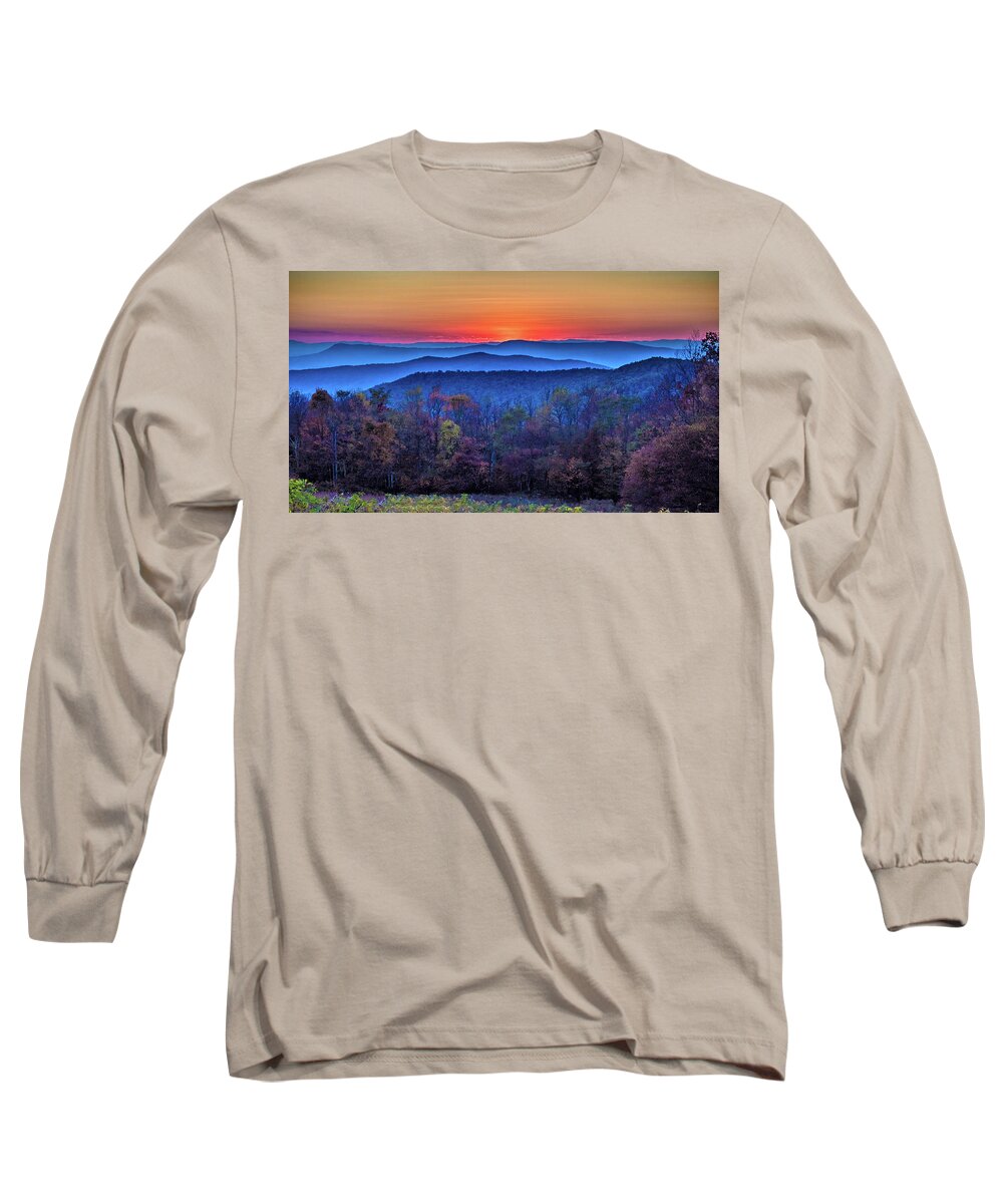 Autumn Long Sleeve T-Shirt featuring the photograph Shenandoah Valley Sunset by Louis Dallara